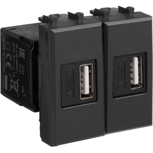 ДКС USB зарядное устройство модульное 2.1 А, Avanti, черный матовый, 2 модуля 4412542 DKC ДКС USB зарядное устройство модульное 2.1 А, Avanti, черный матовый, 2 модуля 4412542 DKC