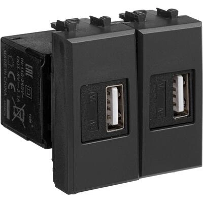 ДКС USB зарядное устройство модульное 2.1 А, Avanti, черный матовый, 2 модуля 4412542 DKC ДКС USB зарядное устройство модульное 2.1 А, Avanti, черный матовый, 2 модуля 4412542 DKC