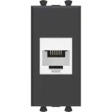 ДКС Телефонная розетка RJ-12 без шторки модульная, Avanti, черный матовый, 1 модуль 4412611 DKC