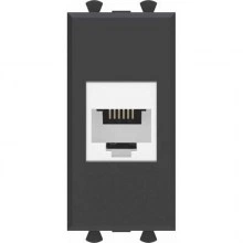 ДКС Телефонная розетка RJ-12 без шторки модульная, Avanti, черный матовый, 1 модуль 4412611 DKC