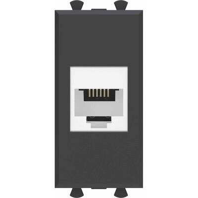 ДКС Телефонная розетка RJ-12 без шторки модульная, Avanti, черный матовый, 1 модуль 4412611 DKC
