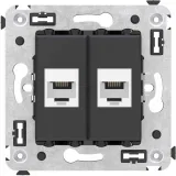 ДКС Телефонная розетка RJ-12 без шторки в стену двойная, Avanti, черный матовый 4412614 DKC