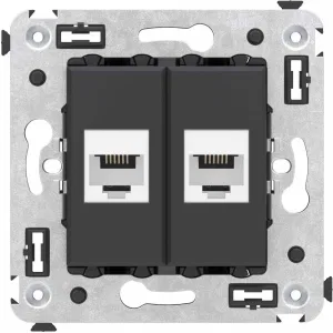 ДКС Телефонная розетка RJ-12 без шторки в стену двойная, Avanti, черный матовый 4412614 DKC ДКС Телефонная розетка RJ-12 без шторки в стену двойная, Avanti, черный матовый 4412614 DKC