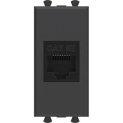 ДКС Компьютерная розетка RJ-45 без шторки модульная, кат.5е, Avanti, черный матовый, 1 модуль 4412661 DKC ДКС Компьютерная розетка RJ-45 без шторки модульная, кат.5е, Avanti, черный матовый, 1 модуль 4412661 DKC