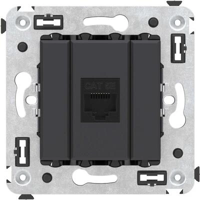 ДКС Компьютерная розетка RJ-45 без шторки в стену, кат.5е одинарная, Avanti, черный матовый 4412663 DKC ДКС Компьютерная розетка RJ-45 без шторки в стену, кат.5е одинарная, Avanti, черный матовый 4412663 DKC