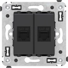 ДКС Компьютерная розетка RJ-45 без шторки в стену, кат.5е двойная, Avanti, черный матовый 4412664 DKC