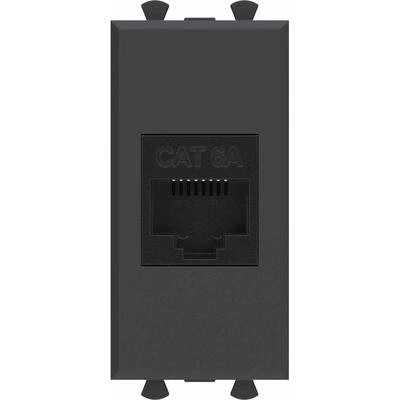 ДКС Компьютерная розетка RJ-45 без шторки модульная, кат.6А, Avanti, черный матовый, 1 модуль 4412671 DKC