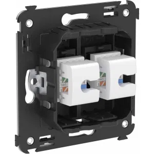 ДКС Компьютерная розетка RJ-45 без шторки в стену, кат.6А двойная, Avanti, черный матовый 4412674 DKC ДКС Компьютерная розетка RJ-45 без шторки в стену, кат.6А двойная, Avanti, черный матовый 4412674 DKC