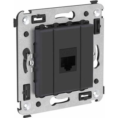 ДКС Компьютерная розетка RJ-45 без шторки в стену, кат.6 одинарная, Avanti, черный матовый 4412693 DKC ДКС Компьютерная розетка RJ-45 без шторки в стену, кат.6 одинарная, Avanti, черный матовый 4412693 DKC