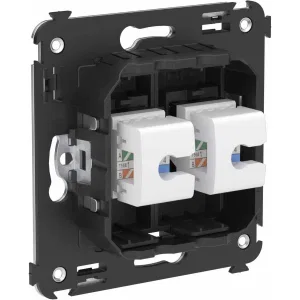 ДКС Компьютерная розетка RJ-45 без шторки в стену, кат.6 двойная, Avanti, черный матовый 4412694 DKC ДКС Компьютерная розетка RJ-45 без шторки в стену, кат.6 двойная, Avanti, черный матовый 4412694 DKC