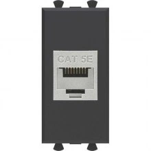 ДКС Компьютерная розетка RJ-45 без шторки модульная, кат.5е экранированная, Avanti, черный матовый, 1 модуль 4412761 DKC