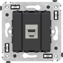 ДКС Компьютерная розетка RJ-45 без шторки в стену, кат.5e одинарная экранированная, Avanti, черный матовый 4412763 DKC