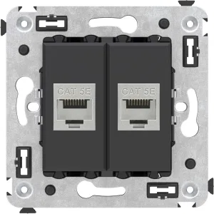 ДКС Компьютерная розетка RJ-45 без шторки в стену, кат.5e двойная экранированная, Avanti, черный матовый 4412764 DKC ДКС Компьютерная розетка RJ-45 без шторки в стену, кат.5e двойная экранированная, Avanti, черный матовый 4412764 DKC