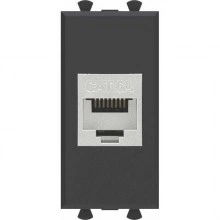 ДКС Компьютерная розетка RJ-45 без шторки модульная, кат.6А экранированная, Avanti, черный матовый, 1 модуль 4412771 DKC
