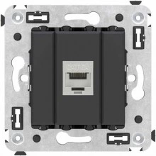 ДКС Компьютерная розетка RJ-45 без шторки в стену, кат.6A одинарная  экранированная, Avanti, черный матовый 4412773 DKC