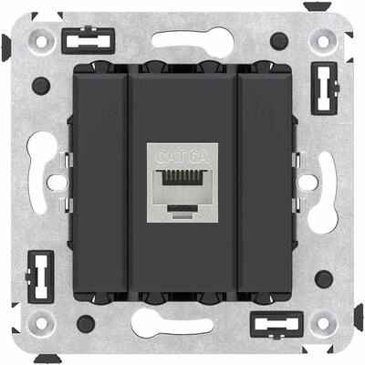ДКС Компьютерная розетка RJ-45 без шторки в стену, кат.6A одинарная экранированная, Avanti, черный матовый 4412773 DKC ДКС Компьютерная розетка RJ-45 без шторки в стену, кат.6A одинарная экранированная, Avanti, черный матовый 4412773 DKC