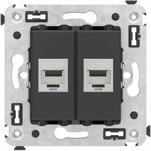 ДКС Компьютерная розетка RJ-45 без шторки в стену, кат.6А двойная экранированная, Avanti, черный матовый 4412774 DKC ДКС Компьютерная розетка RJ-45 без шторки в стену, кат.6А двойная экранированная, Avanti, черный матовый 4412774 DKC