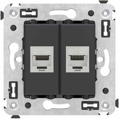 ДКС Компьютерная розетка RJ-45 без шторки в стену, кат.6А двойная экранированная, Avanti, черный матовый 4412774 DKC ДКС Компьютерная розетка RJ-45 без шторки в стену, кат.6А двойная экранированная, Avanti, черный матовый 4412774 DKC