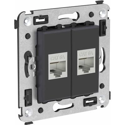 ДКС Компьютерная розетка RJ-45 без шторки в стену, кат.6А двойная экранированная, Avanti, черный матовый 4412774 DKC ДКС Компьютерная розетка RJ-45 без шторки в стену, кат.6А двойная экранированная, Avanti, черный матовый 4412774 DKC