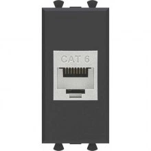 ДКС Компьютерная розетка RJ-45 без шторки модульная, кат.6 экранированная, Avanti, черный матовый, 1 модуль 4412791 DKC