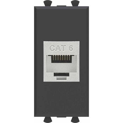 ДКС Компьютерная розетка RJ-45 без шторки модульная, кат.6 экранированная, Avanti, черный матовый, 1 модуль 4412791 DKC ДКС Компьютерная розетка RJ-45 без шторки модульная, кат.6 экранированная, Avanti, черный матовый, 1 модуль 4412791 DKC