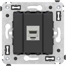 ДКС Компьютерная розетка RJ-45 без шторки в стену, кат.6 одинарная экранированная, Avanti, черный матовый 4412793 DKC