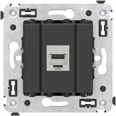 ДКС Компьютерная розетка RJ-45 без шторки в стену, кат.6 одинарная экранированная, Avanti, черный матовый 4412793 DKC ДКС Компьютерная розетка RJ-45 без шторки в стену, кат.6 одинарная экранированная, Avanti, черный матовый 4412793 DKC