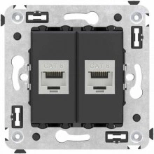 ДКС Компьютерная розетка RJ-45 без шторки в стену, кат.6 двойная экранированная, Avanti, черный матовый 4412794 DKC