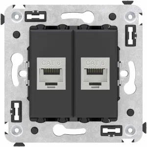 ДКС Компьютерная розетка RJ-45 без шторки в стену, кат.6 двойная экранированная, Avanti, черный матовый 4412794 DKC ДКС Компьютерная розетка RJ-45 без шторки в стену, кат.6 двойная экранированная, Avanti, черный матовый 4412794 DKC