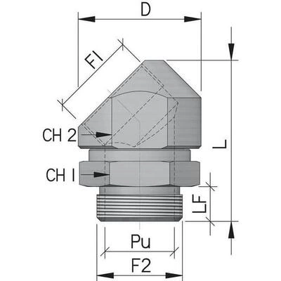 ДКС Поворотный адаптер 45° M32x1,5, IP68/IP67, никелированная латунь 6028-32G DKC ДКС Поворотный адаптер 45° M32x1,5, IP68/IP67, никелированная латунь 6028-32G DKC