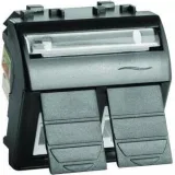 ДКС Телефонная розетка двойная RJ12, 6P6C, Brava, черная, 2мод 77122N DKC