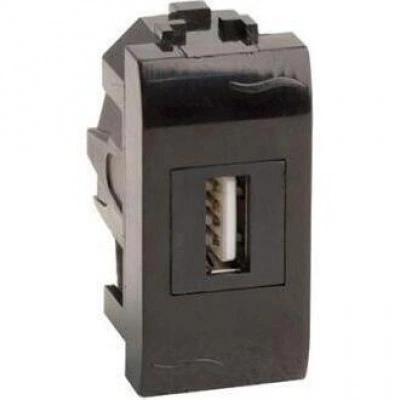 ДКС USB 2.0 розетка, Brava, черная, 1 мод. 77200N DKC