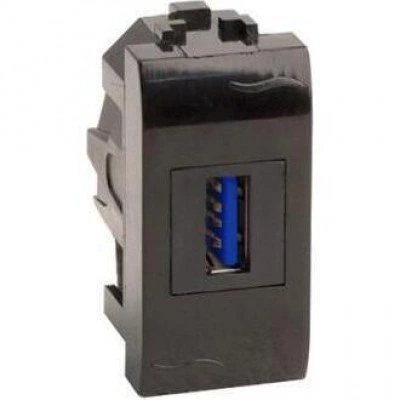 ДКС USB 3.0 розетка, Brava, черная, 1 мод. 77300N DKC ДКС USB 3.0 розетка, Brava, черная, 1 мод. 77300N DKC