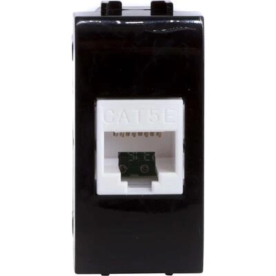 ДКС Компьютерная розетка RJ45 кат.5e, Brava, черная, 1мод 77654N DKC ДКС Компьютерная розетка RJ45 кат.5e, Brava, черная, 1мод 77654N DKC