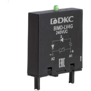ДКС Модуль индикации и защиты, LED зелёный+Варистор (A1+), 240V AC/DC BIMD-LV4G DKC ДКС Модуль индикации и защиты, LED зелёный+Варистор (A1+), 240V AC/DC BIMD-LV4G DKC