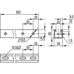 ДКС С-образный профиль 41х41, L500, толщ.1,5 мм, цинк-ламельный BPL4105ZL DKC ДКС С-образный профиль 41х41, L500, толщ.1,5 мм, цинк-ламельный BPL4105ZL DKC