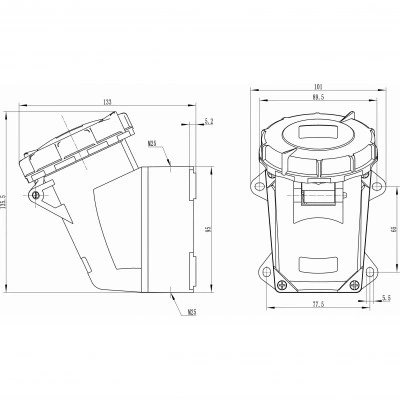 ДКС Розетка настенная WS IP67 16А 3P+E+N 400В DIS5181657T DKC ДКС Розетка настенная WS IP67 16А 3P+E+N 400В DIS5181657T DKC