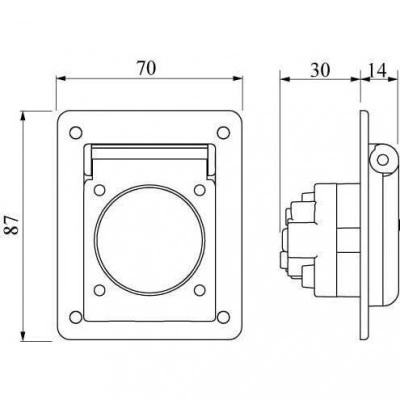 ДКС Розетка панельная, IP54, с увеличенным фланцем 70x87 DIS5704061 DKC ДКС Розетка панельная, IP54, с увеличенным фланцем 70x87 DIS5704061 DKC