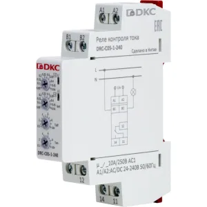 ДКС Реле контроля тока, тип DRC, 0.05-0.5А, конфигурация контакта 1CO, 24-240 AC/DC DRC-C05-1-240 DKC ДКС Реле контроля тока, тип DRC, 0.05-0.5А, конфигурация контакта 1CO, 24-240 AC/DC DRC-C05-1-240 DKC