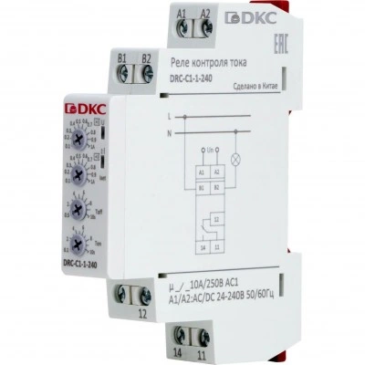 ДКС Реле контроля тока, тип DRC, 0.1-1А, конфигурация контакта 1CO, 24-240 AC/DC DRC-C1-1-240 DKC ДКС Реле контроля тока, тип DRC, 0.1-1А, конфигурация контакта 1CO, 24-240 AC/DC DRC-C1-1-240 DKC
