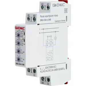 ДКС Реле контроля тока, тип DRC, 1.6-16А, конфигурация контакта 1CO, 24-240 AC/DC DRC-C16-1-240 DKC ДКС Реле контроля тока, тип DRC, 1.6-16А, конфигурация контакта 1CO, 24-240 AC/DC DRC-C16-1-240 DKC