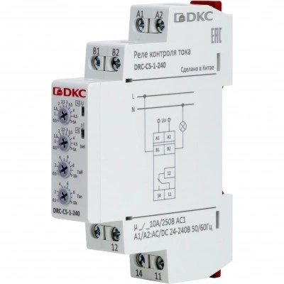 ДКС Реле контроля тока, тип DRC, 0.5-5А, конфигурация контакта 1CO, 24-240 AC/DC DRC-C5-1-240 DKC ДКС Реле контроля тока, тип DRC, 0.5-5А, конфигурация контакта 1CO, 24-240 AC/DC DRC-C5-1-240 DKC