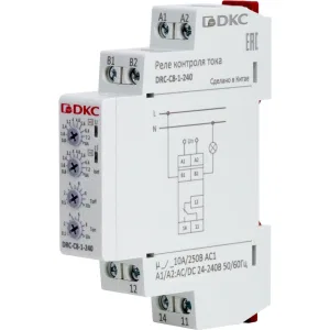 ДКС Реле контроля тока, тип DRC, 0.8-8А, конфигурация контакта 1CO, 24-240 AC/DC DRC-C8-1-240 DKC ДКС Реле контроля тока, тип DRC, 0.8-8А, конфигурация контакта 1CO, 24-240 AC/DC DRC-C8-1-240 DKC