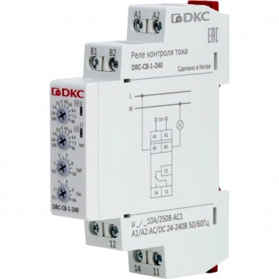 ДКС Реле контроля тока, тип DRC, 0.8-8А, конфигурация контакта 1CO, 24-240 AC/DC DRC-C8-1-240 DKC ДКС Реле контроля тока, тип DRC, 0.8-8А, конфигурация контакта 1CO, 24-240 AC/DC DRC-C8-1-240 DKC