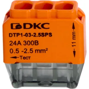 ДКС Клеммная колодка на 3 проводника до 2,5 кв. мм. на токи до 24А DTP1-03-2.5SPS DKC ДКС Клеммная колодка на 3 проводника до 2,5 кв. мм. на токи до 24А DTP1-03-2.5SPS DKC