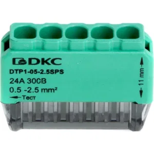 ДКС Клеммная колодка на 5 проводников до 2,5 кв. мм. на токи до 24А DTP1-05-2.5SPS DKC ДКС Клеммная колодка на 5 проводников до 2,5 кв. мм. на токи до 24А DTP1-05-2.5SPS DKC