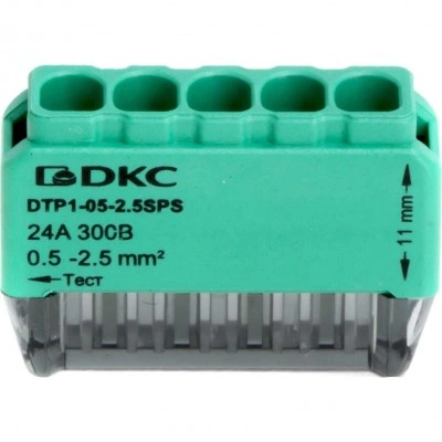ДКС Клеммная колодка на 5 проводников до 2,5 кв. мм. на токи до 24А DTP1-05-2.5SPS DKC ДКС Клеммная колодка на 5 проводников до 2,5 кв. мм. на токи до 24А DTP1-05-2.5SPS DKC