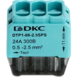 ДКС Клеммная колодка на 6 проводников до 2,5 кв. мм. на токи до 24А DTP1-06-2.5SPS DKC ДКС Клеммная колодка на 6 проводников до 2,5 кв. мм. на токи до 24А DTP1-06-2.5SPS DKC