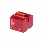 ДКС Блок распределительный, зажим push-in, 1 ввод 6 кв.мм, 6 точек подключения 2,5 кв.мм, красный DTP1-106-104SPUR DKC