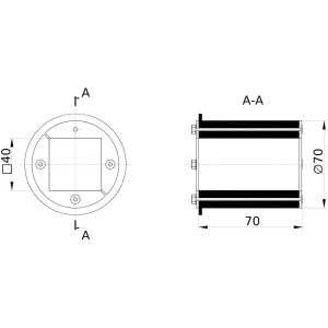 ДКС Проходка круглая, нержавеющая, D70х70 мм с проемом 40х40 мм DXF3121 DKC ДКС Проходка круглая, нержавеющая, D70х70 мм с проемом 40х40 мм DXF3121 DKC